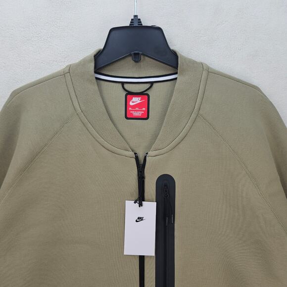 NIKE MEN'S 3XL SPORTSWEAR TECH FLEECE BOMBER JACKET OLIVE GREEN FB8008-276 - Picture 2 of 7